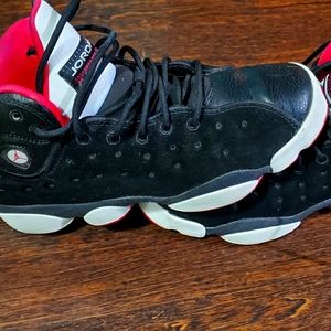 Pink black and white team jordans